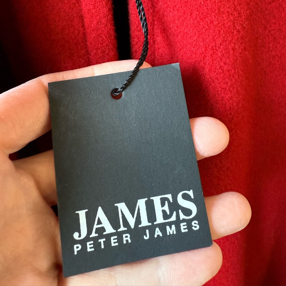 NWT PETER JAMES Wool Cashmere Red Cape Scarf Vintage Luxury Oversized One Size - Picture 8 of 9